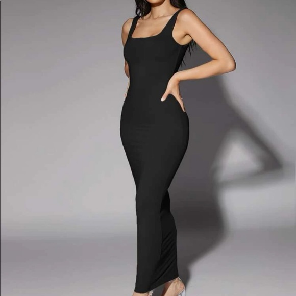 Dress maxi basic tank scoop neck black sexy women long dress - Picture 3 of 6